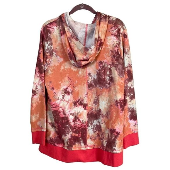 Logo Sweater Women L Pink Hoodie Tie Dye Active Sporty Yoga Feminine Boho 80s - Picture 10 of 12